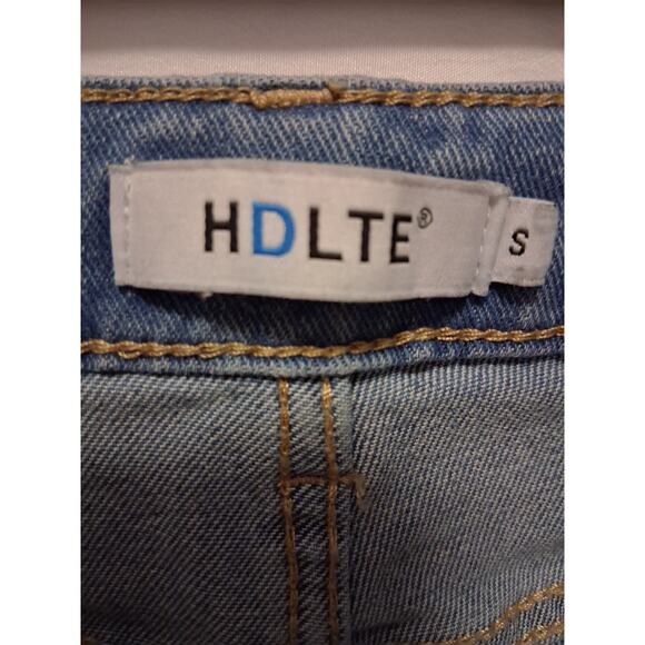 HDLTE Women Capri Jeans Raw Hem Mid Wash 5 Pockets Size S - Picture 6 of 9